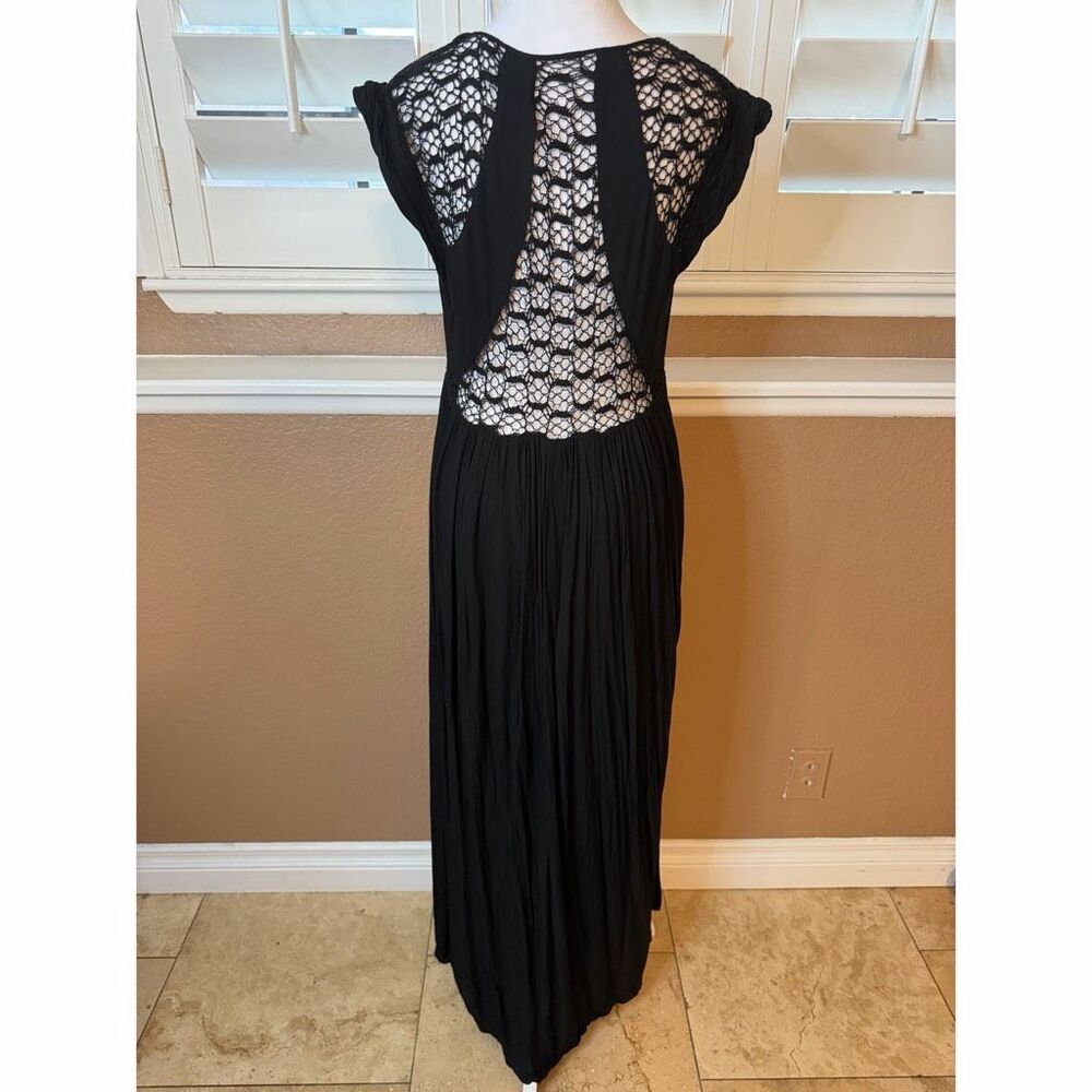 Free People Blessed Are The Meek Black Crochet Maxi Dress Boho Beach Comfy Sz S - Picture 5 of 7